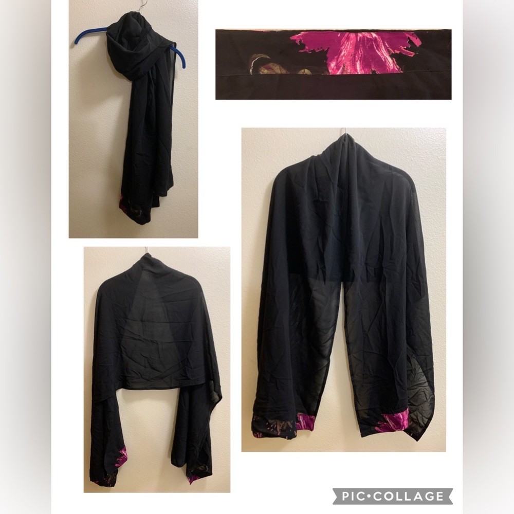 Floral Easter Shawl Wrap Scarf- Cottagecore Valentine’s Day Coquette Black Pink